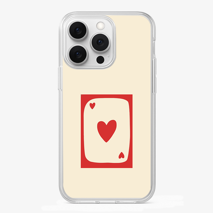 Beige Heart Card Phone Case Glass Case