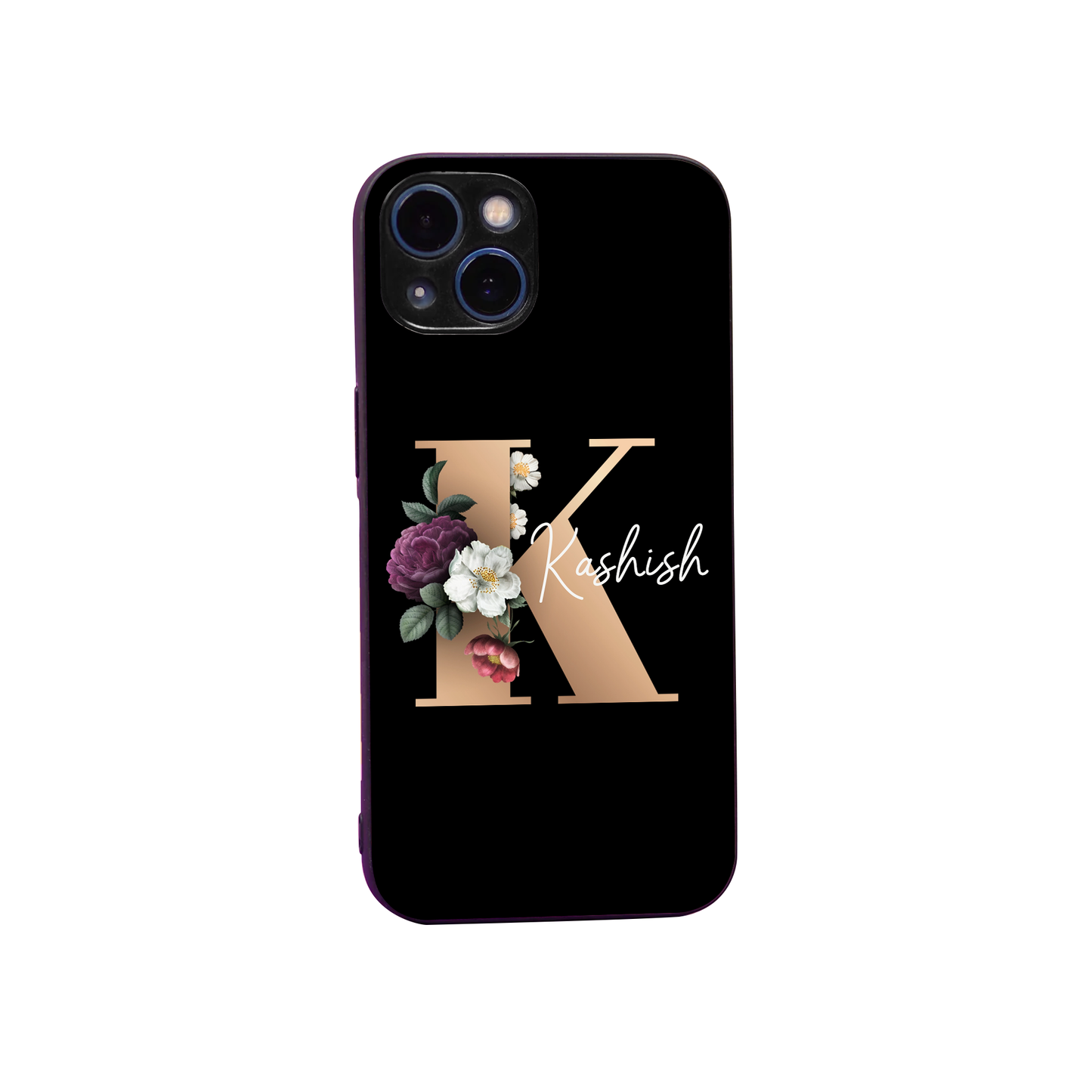 Black Floral Name Case