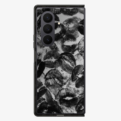 Black Lips Pattern Samsung Z Fold Phone Case