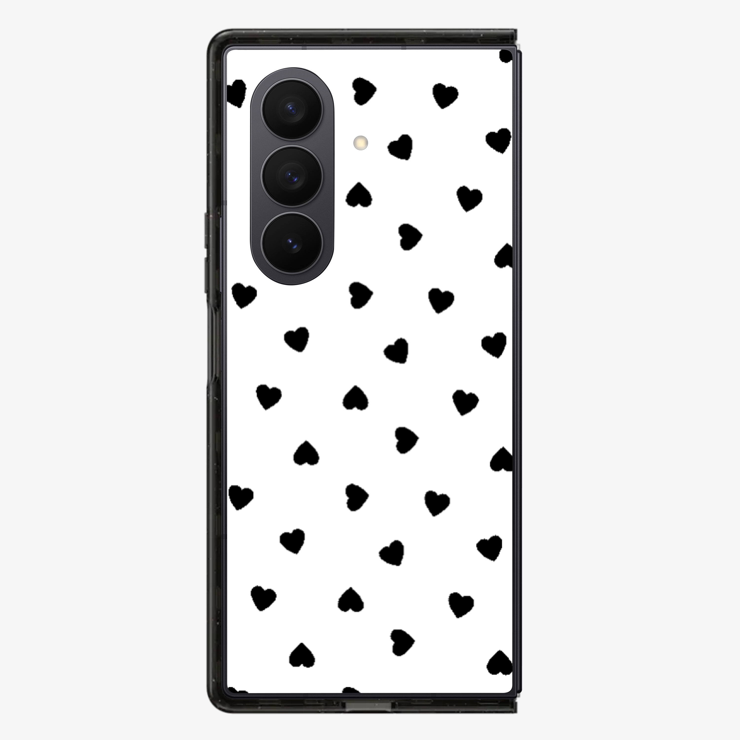 Black Heart's White Background Samsung Z Fold Phone Case