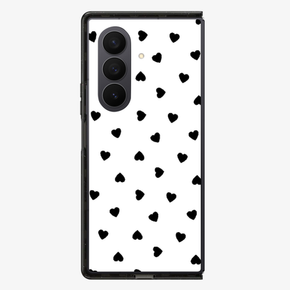 Black Heart's White Background Samsung Z Fold Phone Case