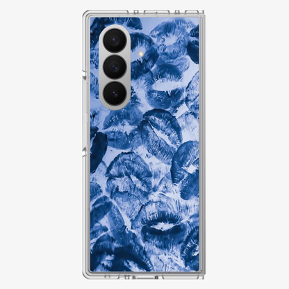 Blue Lips Pattern Samsung Z Fold Phone Case